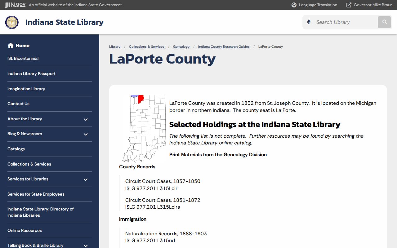 Indiana State Library guide for La Porte city directory research