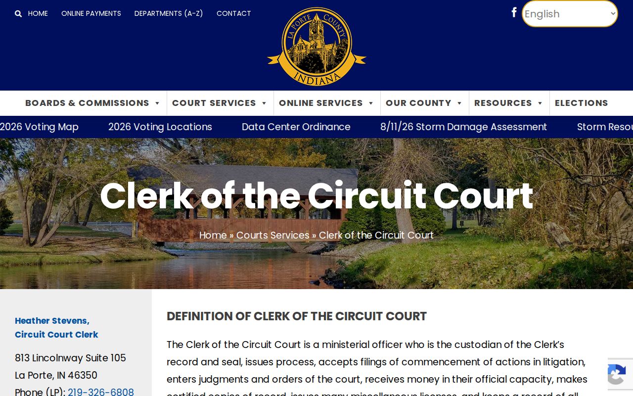 La Porte residents directory Circuit Court Clerk