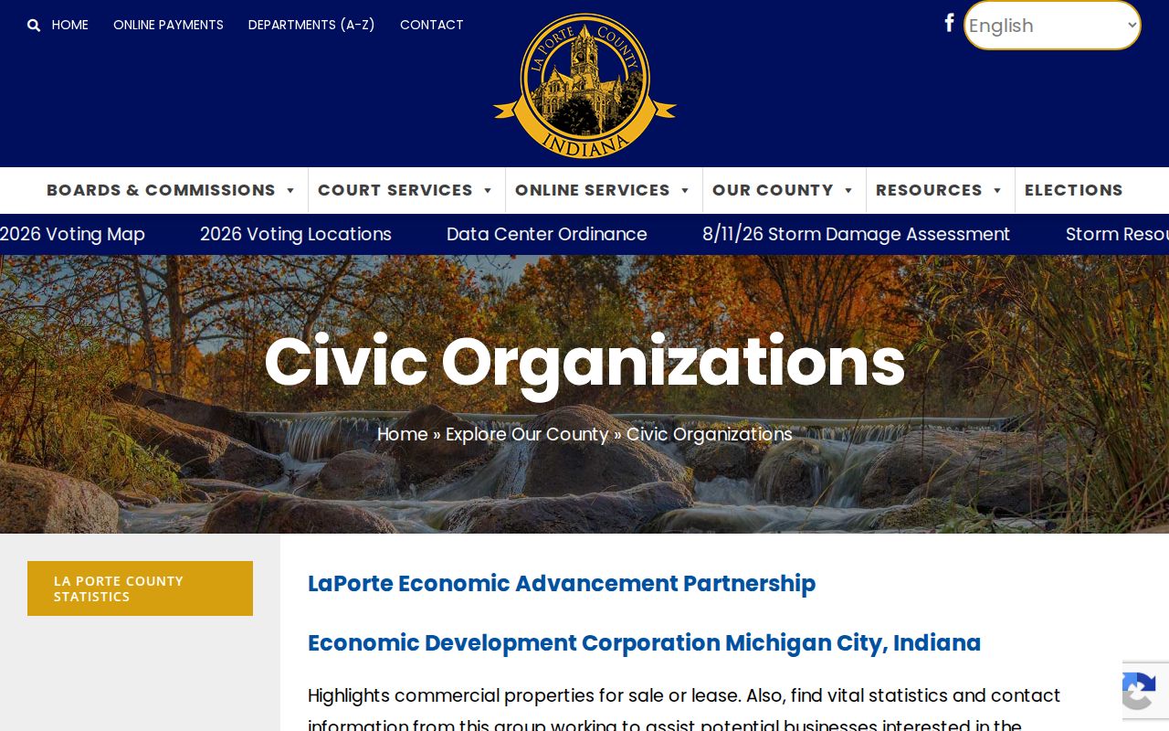La Porte County civic organizations available for neighborhood context