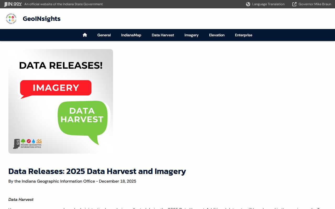 Indiana 2025 GIS data harvest and imagery information relevant to La Porte maps