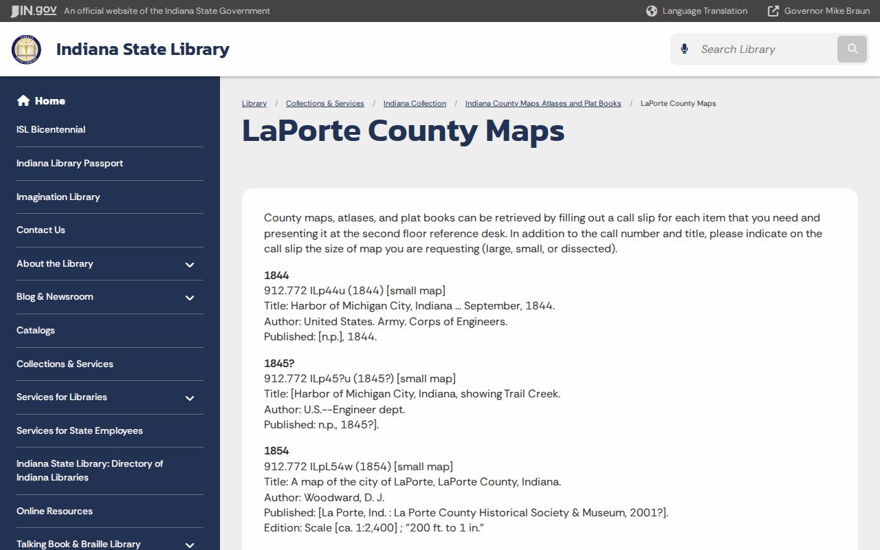 La Porte previous residents historic maps and plats